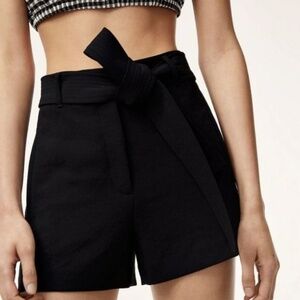 Wilfred Tie-Waist Shorts – Black Crepette (Size 0)